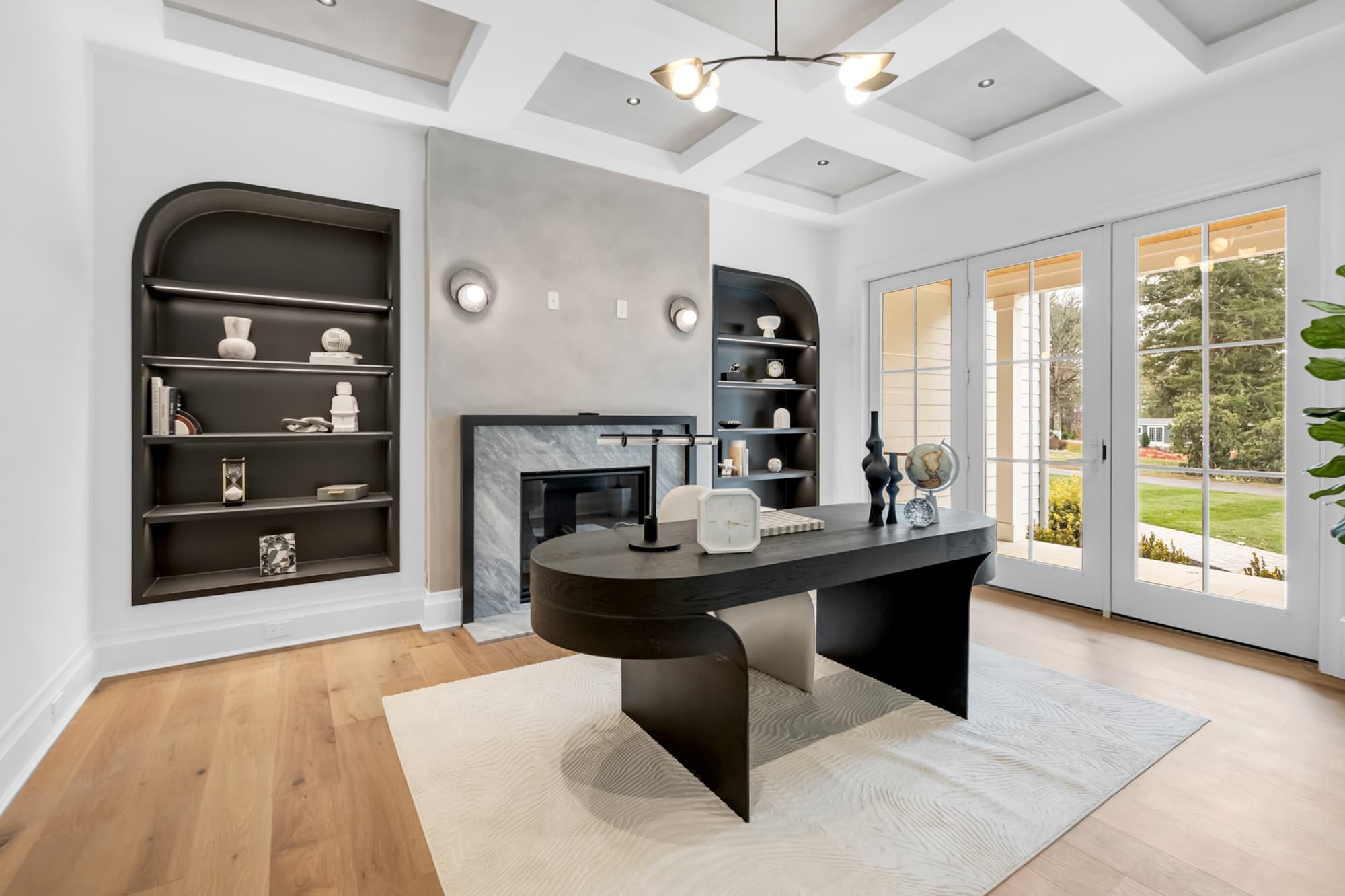 Luxury staged interior — short-term rental furnishing in Bedminster, NJ
